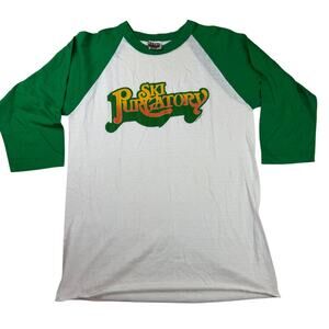 Vintage 80s Hanes Ski Purgatory Raglan Baseball Tee M